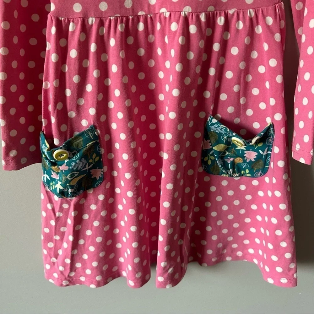 Matilda Jane Make Believe Collecting Leaves Lap Dress Size 6 Pink Polka Dot
